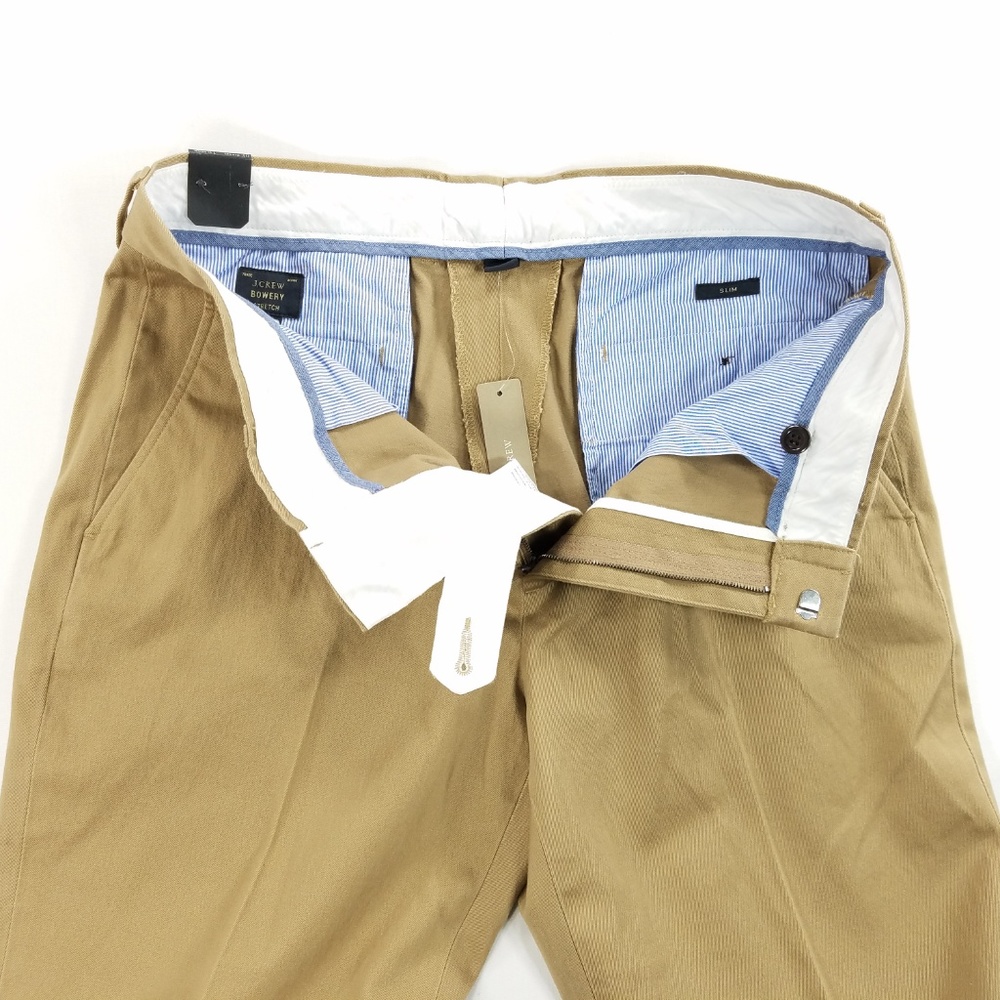 J Crew Bowery Stretch Slim Mens Khaki Chino Pants - Picture 5 of 8